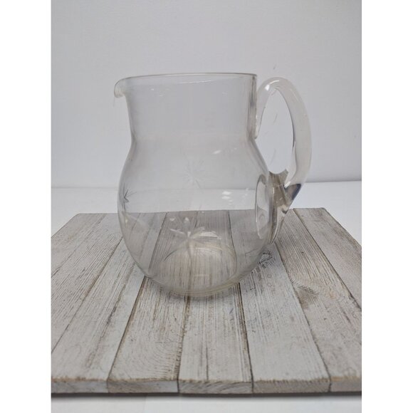 None Other - Vintage Starburst 1/2 Gallon Glass Clear Pitcher 8"